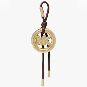 NWT! Michael Kors Gold-Tone and Brown Logo Bag Charm/Key Charm